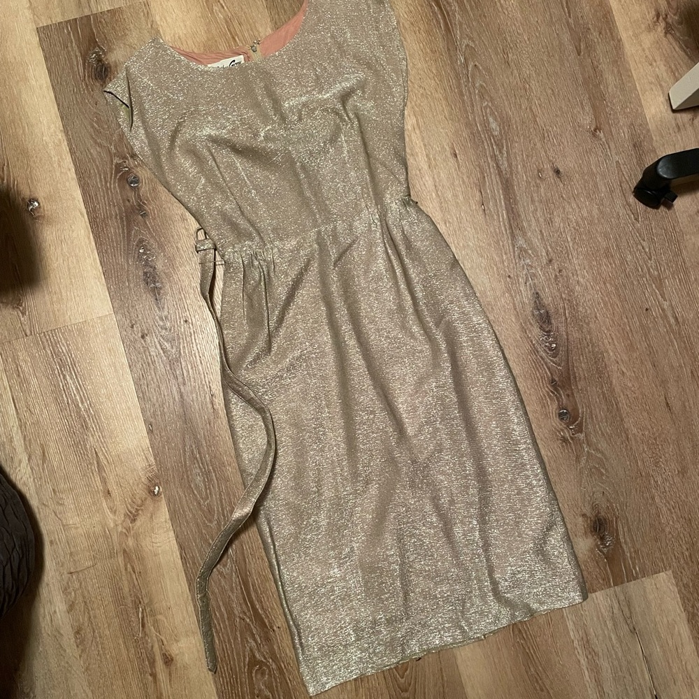 1950’s VTG bombshell Cathy Gray Gold Lurex cocktail Wiggle dress & bolero Set S - Picture 7 of 17